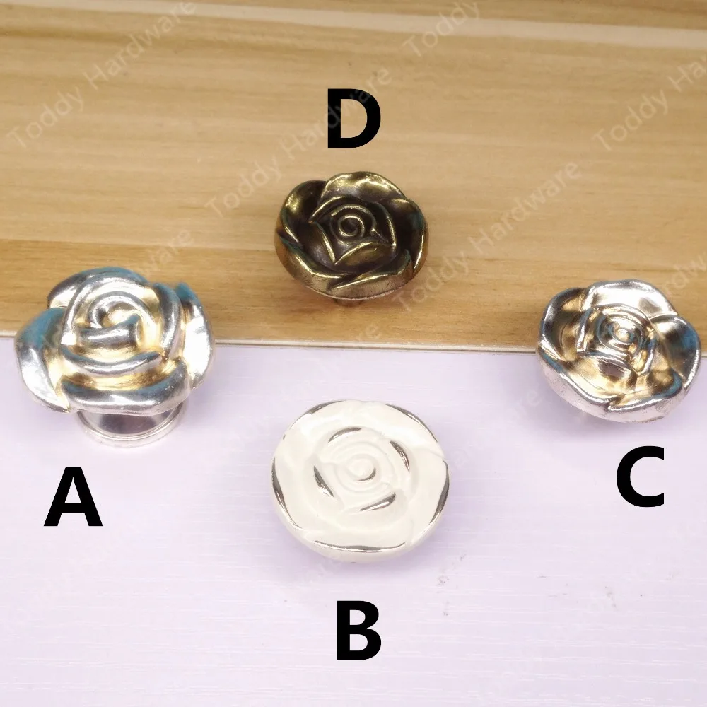 

20pcs Single Hole Knob Vintage Rose Europe Furniture Closet handles Drawer Cabinet knobs and handles Pull