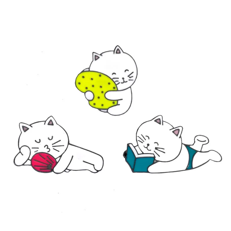 Dreamtop Cute Enamel Pin Brooches For Women Girl Cartoon Creative Animal Cat Brooch Pins Demin Bag Shirts Badge Fit Kids B42 | Украшения и
