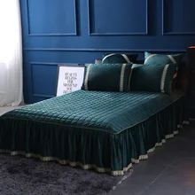 

Fleece Warm Bed Skirt Bed cover bedding set Full Queen King size Purple Blue Gray Green color ropa de cama ropa cama linge de li