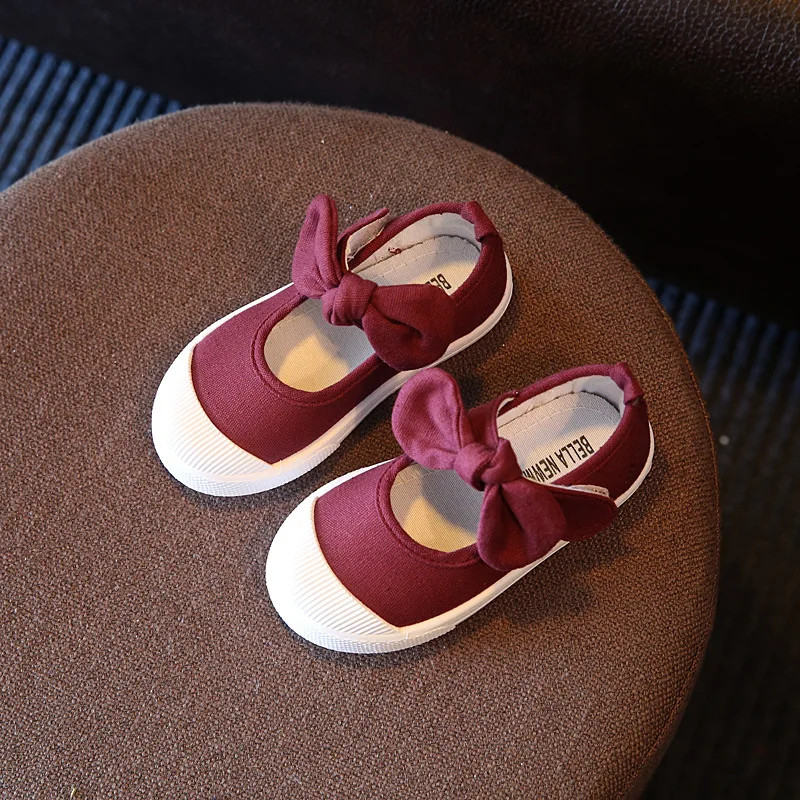 

JUSTSL Autumn 2016 new children canvas casual shoes kids lovely bow flat heels shoes Korean girls princess shoes
