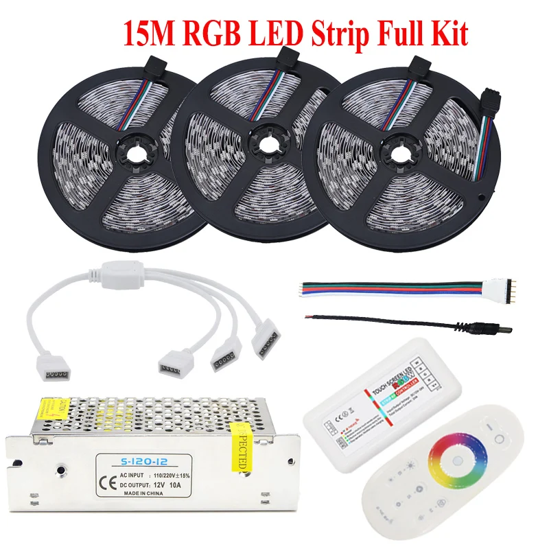 

LED Light RGB 5050 Led Strip IP20 Non Waterproof Flexible Diode Tape+2.4G RF Remote RGB Controller+Power adapter 20M 15M 10M 5M