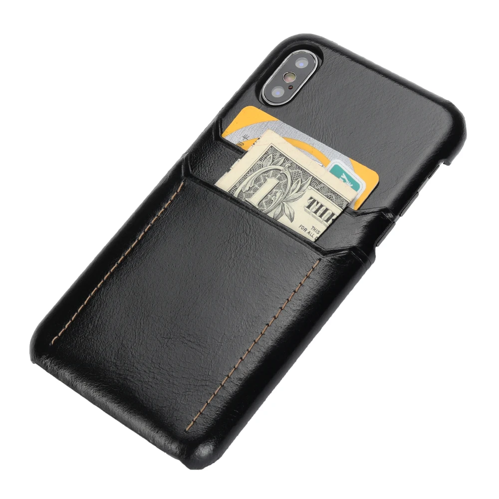 

Cyboris Real Genuine Leather Case Back Cover for iPhone 6 6S 7 8 plus case Phone Cover coque for iphone X with 2 Card Pocket
