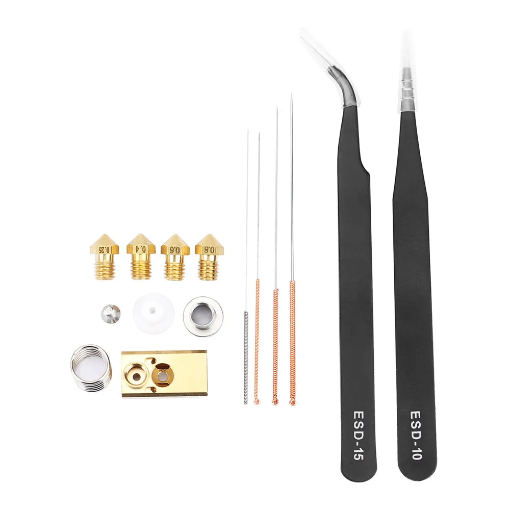 

3D Printer Accessories 1.75mm 0.25/0.4/0.6mm Nozzle Heating Block Kit with Cleaning Needles for WanHAO D7 for Photon FEP Film