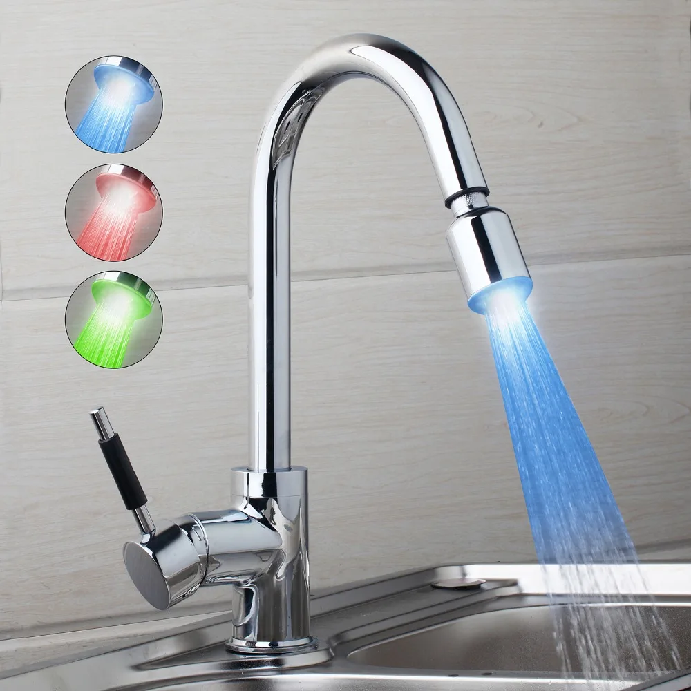 AU LED Contemporary Kitchen Faucet Novel Design and Favorable PriceChrome Ceramic Basin Faucet Distinguished Kitchen Faucet