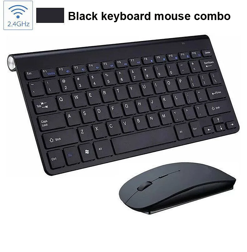 Cliry 2,4G Беспроводная клавиатура и мышь, мини мультимедийная клавиатура, мышь, комбо набор для ноутбука, ноутбука Mac, настольного ПК, телевизора, офиса - Цвет: Black Keyboard Mouse