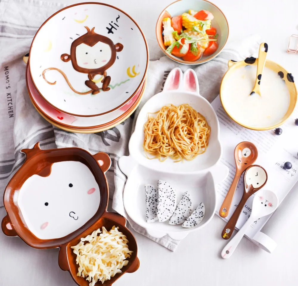 New Baby Infant 5PCS Cute Ceramic cartoon Animal Bear Rabbit Shape Feeding Plate Fruit Snack Dishes Kids Children Tableware New Baby Infant 5PCS Cute Ceramic cartoon Animal Bear Rabbit Shape Feeding Plate Fruit Snack Dishes Kids Children Tableware
