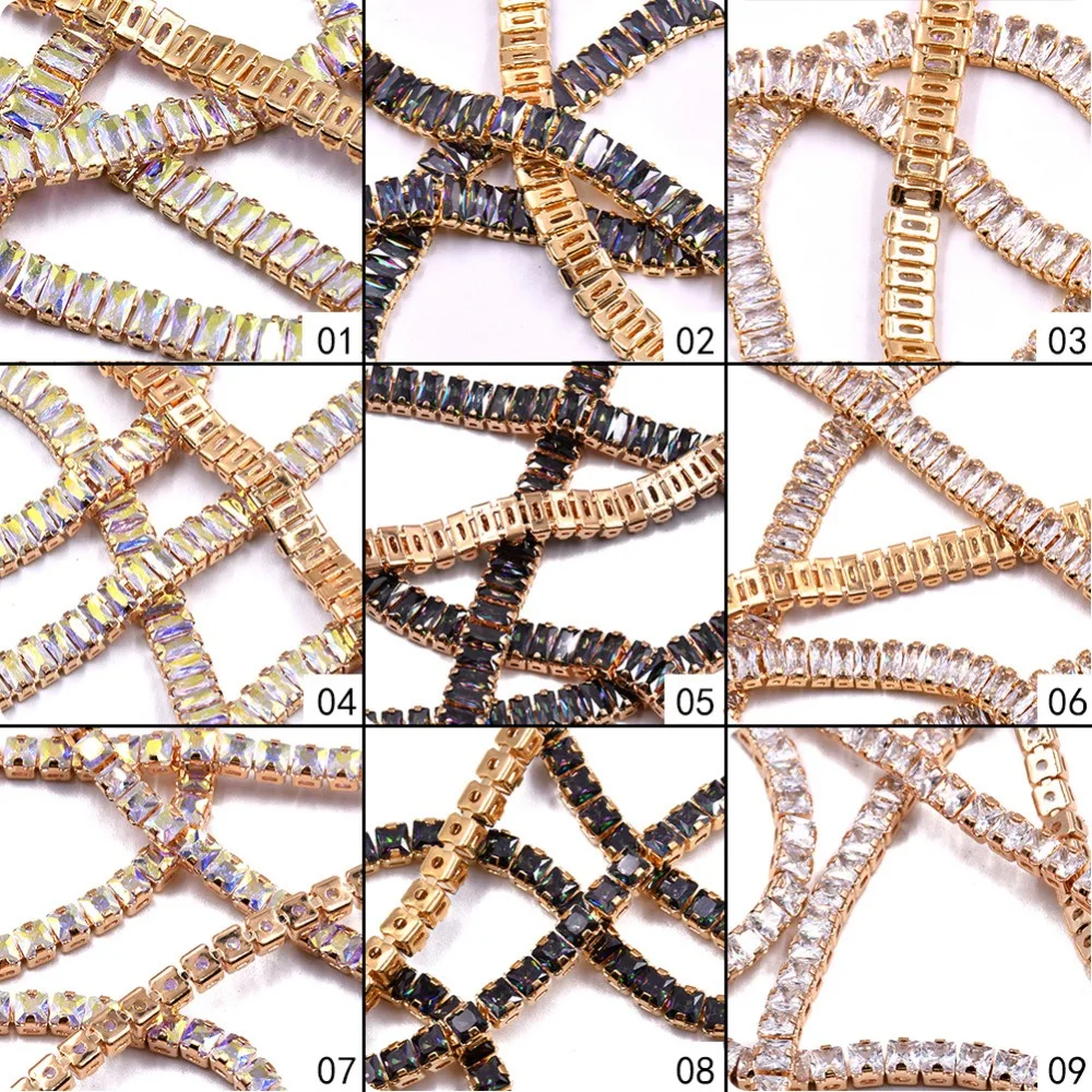Cadeia do Punk Jóias de Metal Cortado de Luxo de Ouro Cristal de Zircão Prego Brilhante Rhinestone Zircon Unha Pode Ser Rebite Decoração 8 Beleza e saúde