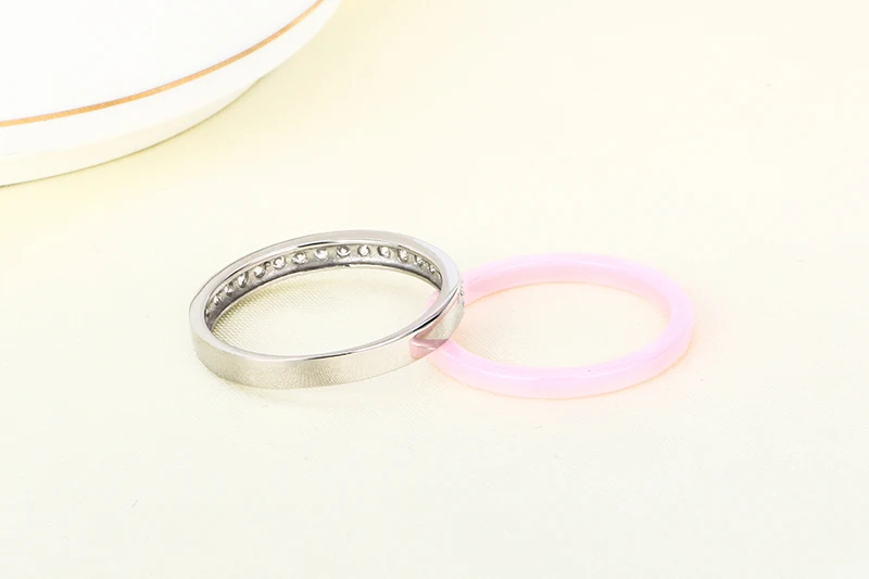 2 шт./компл. модное милое розовое платье Керамика кольца плюс один стразы на одной половине кольца для мужчин и женщин прозрачная обувь с украшением в виде кристаллов женские подростковый подарок