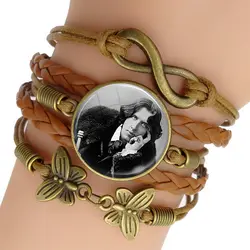 Оскар Уайльд стеклянный кабошон тканые веревку и браслет украшения с надписью подарки для друга