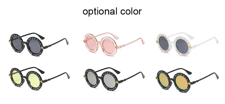 Retro Round Sunglasses English Letters Little Bee Men Women Brand Glasses Designer Fashion Male Female Eyewear1 (4)