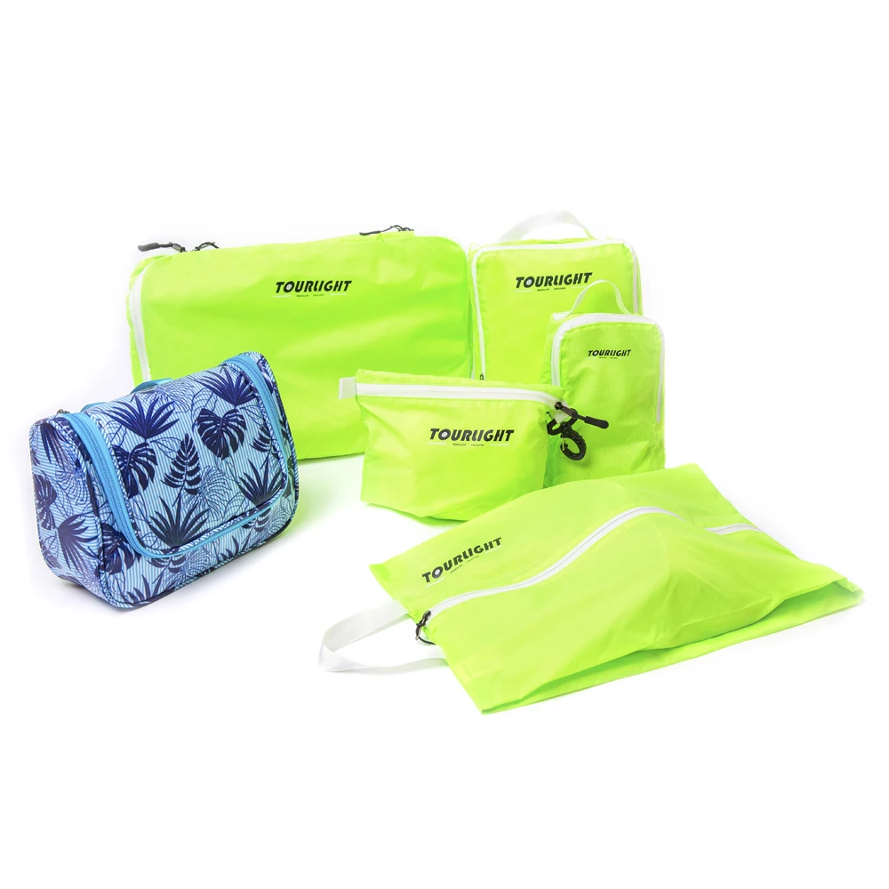 

6pc set for business trip foldable organizer kit ultralight packing cubes breathable shoe bag waterproof toiletry case