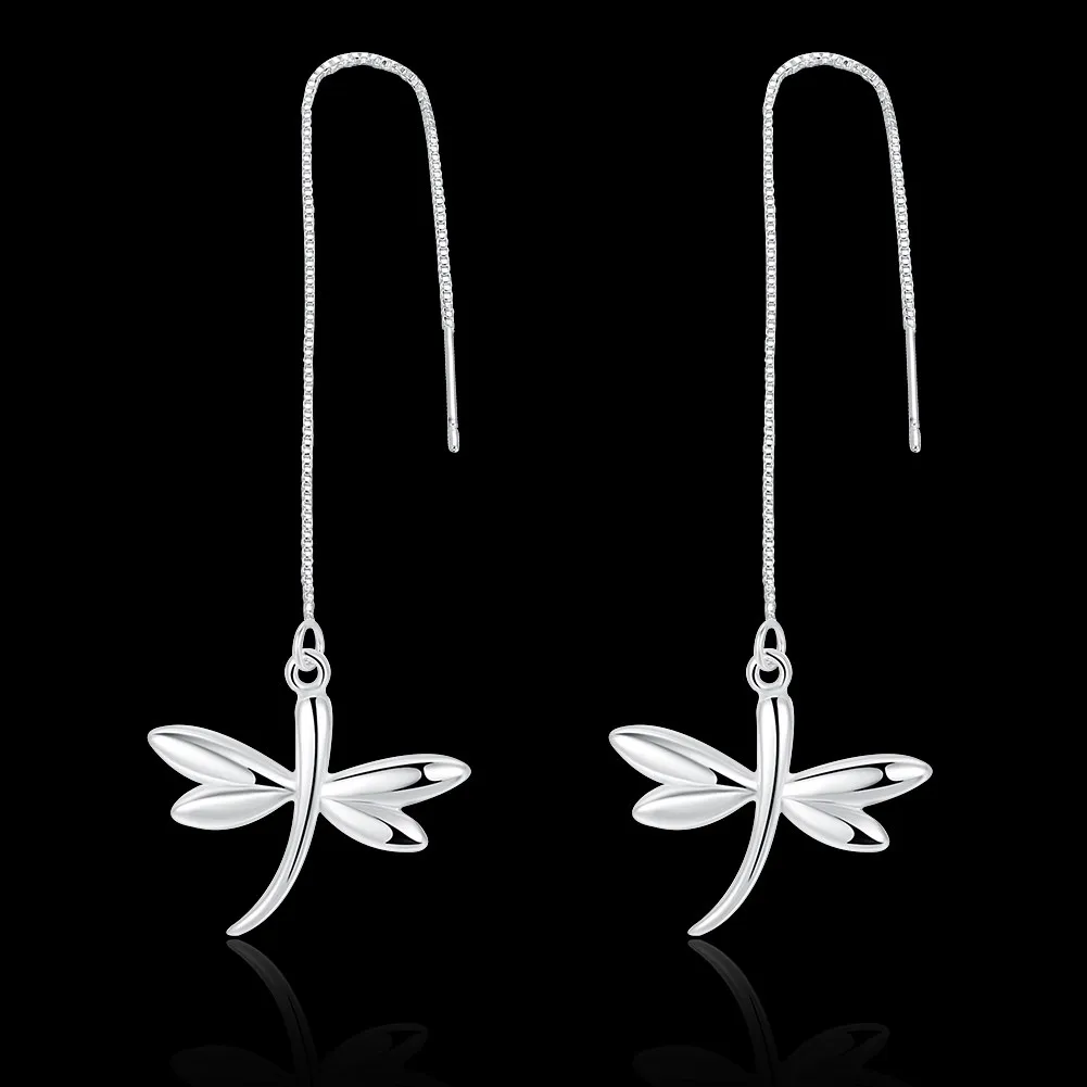 2017 New Fashion 925 Jewelry Silver Plated Dragonfly Drop Earrings