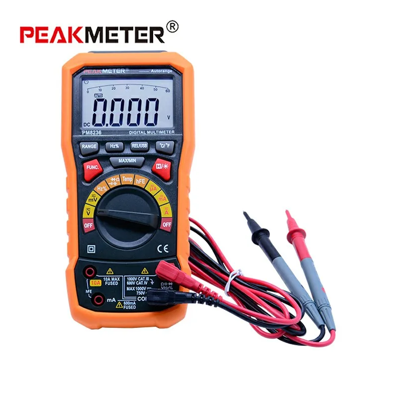 Цифровой мультиметр PEAKMETER PM8236 с автоматическим выключением с тестом температуры и регистратором данных