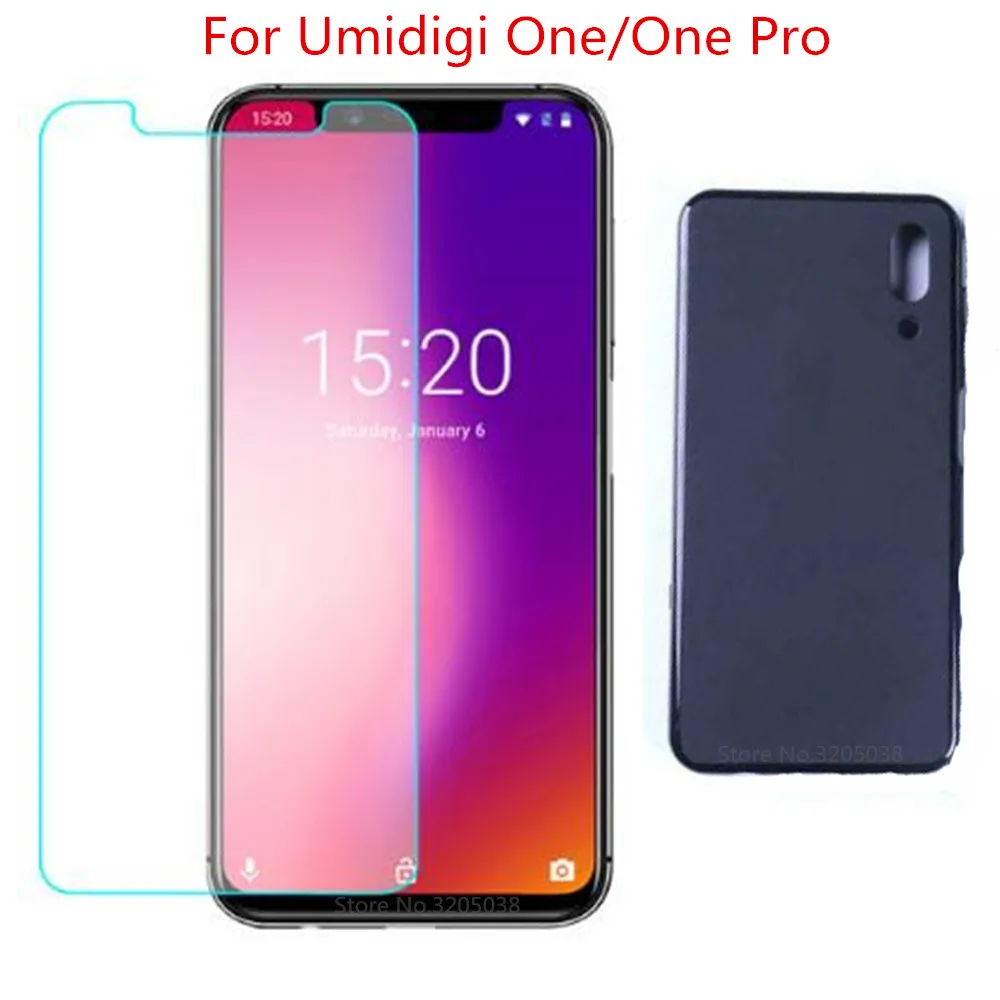 

Silicone Case + Tempered Glass for Umidigi One Cover Couqe Funda Soft TPU Case 9H Screen Protector for Umidigi One Pro