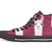 LLAMA PORTRAIT#3 Повседневная Высокая холщовая обувь кеды для дропшиппинг