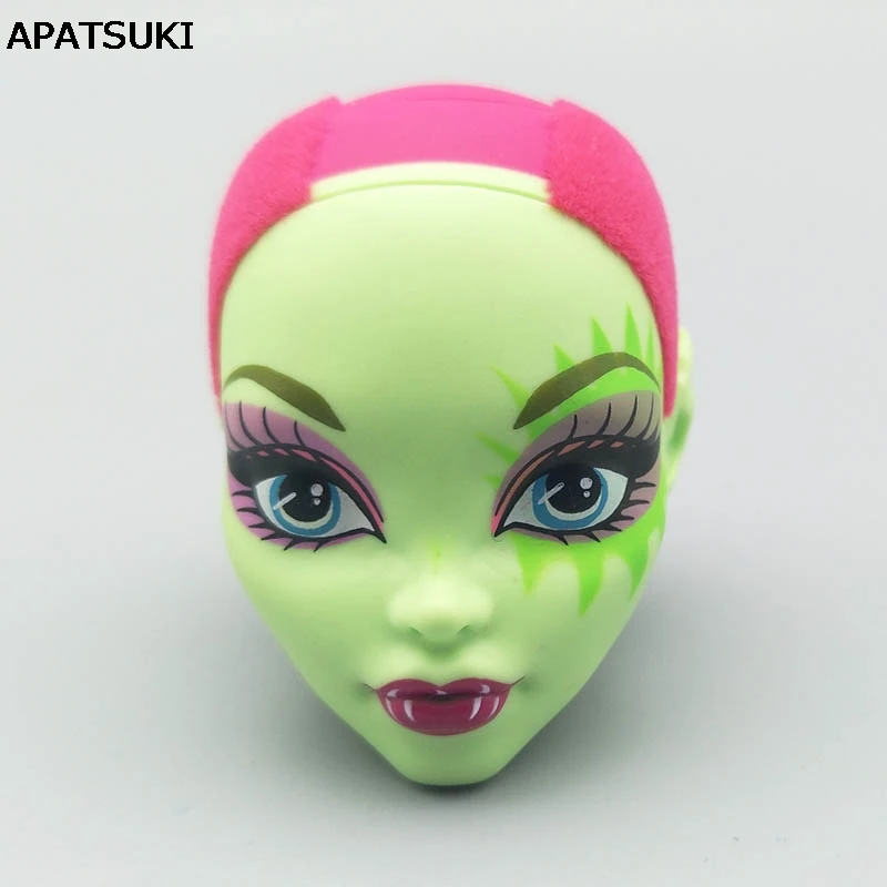 

Green Color Bald Soft Doll Head For Monster High Doll Head BJD Doll's Practicing Makeup Monster Head 1/6 Doll Accessories