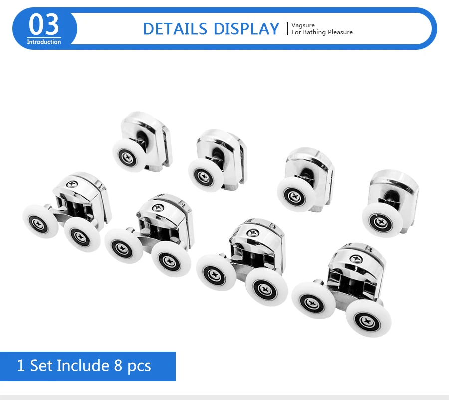 4 шт.-8 шт./компл. ролики для душевой двери Runner 23 мм/25 мм Двойные колеса из цинкового сплава Замена раздвижной душевой двери роликовый подшипник колеса