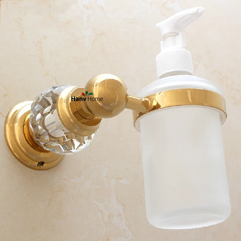 Luxury Crystal & Brass & Glass Gold Liquid Soap Dispenser hand shower