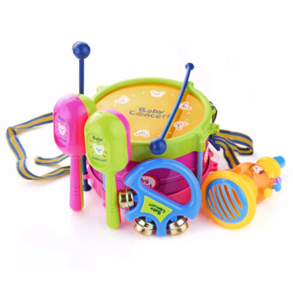 5 шт./компл. Детские барабанная установка для маленьких детей Барабан Ролл Музыкальных Инструментов Группы комплект развивающие игрушки