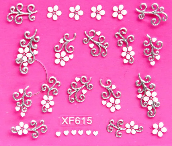 

Sweet 3D white flower design Transfer Nails Art Sticker decals lady women manicure tools Nail Wraps Decals wholesale XF615