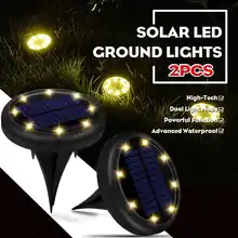 2 шт. 8 светодиодный солнечный наземные лампы сад P athway наружные наземные лампы двойной свет режим: Стабильный свет сад Pat h огни