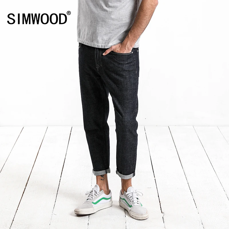 SIMWOOD 2019 Весна Лето Новые по щиколотку джинсы мужские Slim Fit вышивка джинсовые брюки высокого качества большие размеры 180097