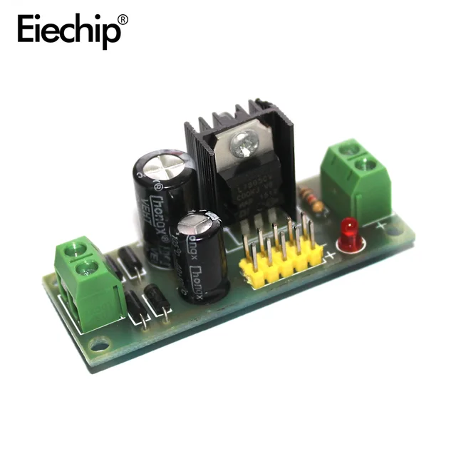 Módulo regulador de voltaje de tres terminales, 12V a 5V, 1A, módulo de fuente de alimentación regulada L7805 LM7805, 1 unids/lote Módulo regulador de voltaje de tres terminales, 12V a 5V, 1A, módulo de fuente de alimentación regulada L7805 LM7805, 1 unids/lote