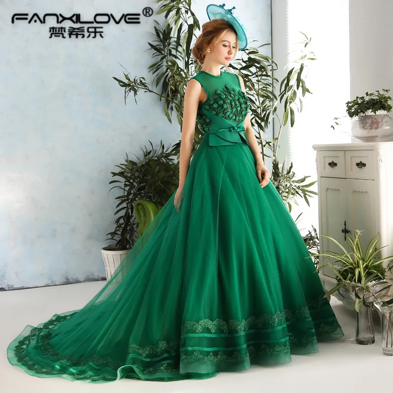 2017 luxury dark green new wedding dress backless sleeveless hotsale