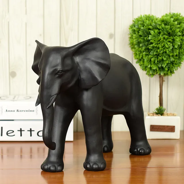 new handmade black large lucky elephant figurine statue home