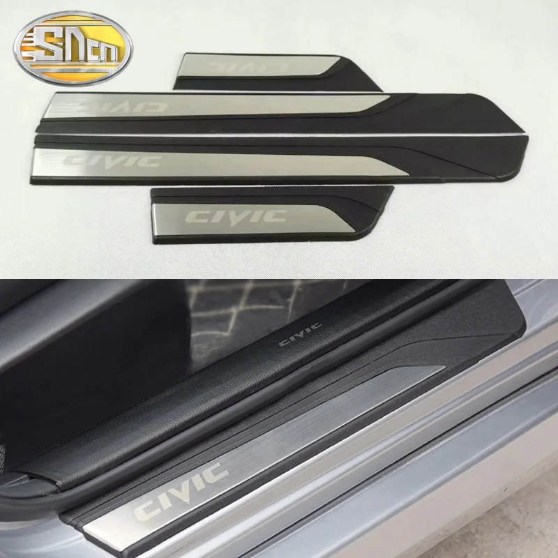

4PCS High-quality Stainless Steel Welcome Pedal Car Scuff Plate Pedal Trim Threshold Door Sill For Honda Civic 2016 2017 2018