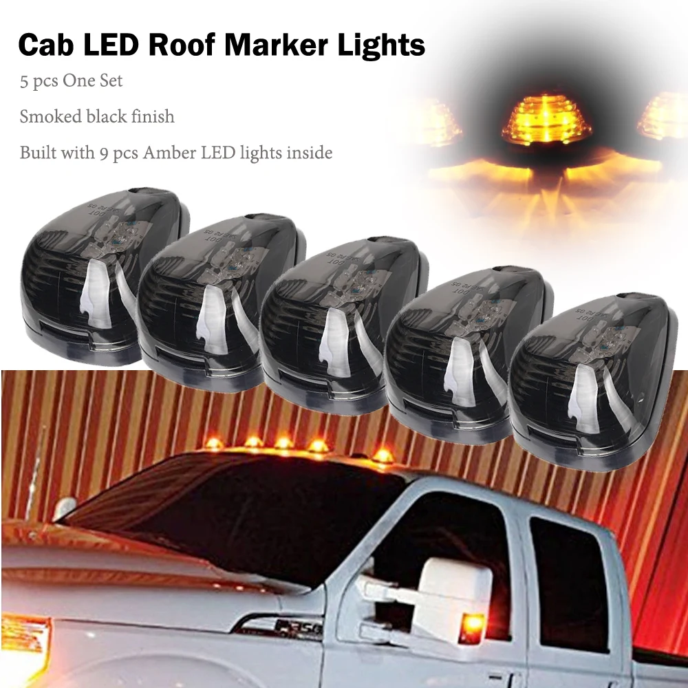Details about   Amber LED Bulb For Ford F-350 F-450+5 Roof Running Light Cab Marker Smoke Cover 