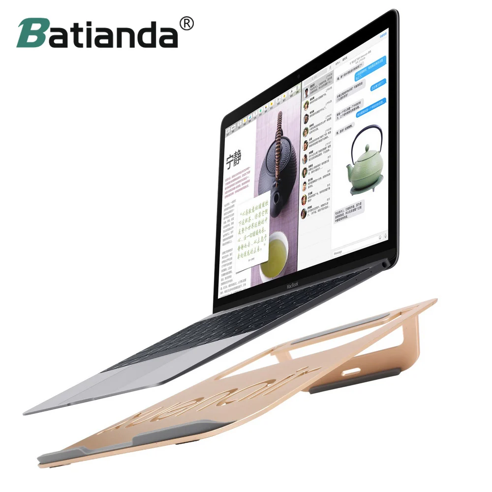 Batianda Aluminum Laptop Stand, Adjustable Portable Foldable Desktop Stand Holder for MacBook Air Pro / iPad and All Noterbook Batianda Aluminum Laptop Stand, Adjustable Portable Foldable Desktop Stand Holder for MacBook Air Pro / iPad and All Noterbook