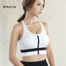 WBTRO женский бюстгальтер для йоги пуш-ап Фитнес Топ для спортзала укороченный топ для тренировки бега Байкер спортивный жилет на молнии спереди спортивный бюстгальтер