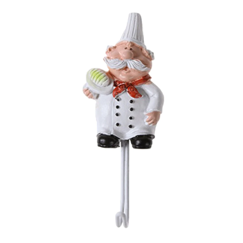 Cartoon Chef Style Resin Self-adhesive Wall Hooks For Kitchen Tools Hanging Clothes Coat Hat Towel Accessories