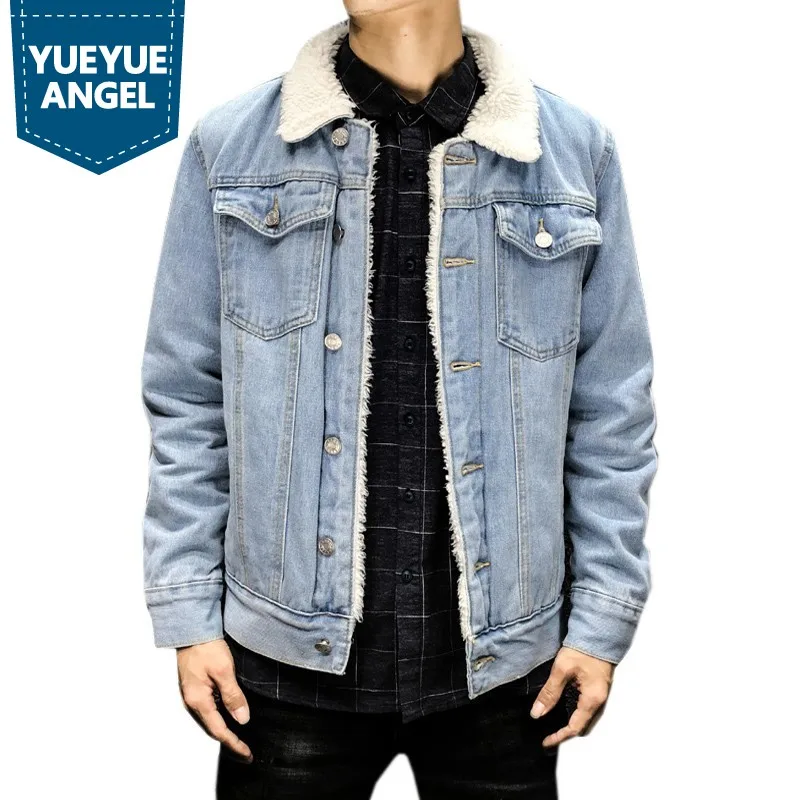 

2019 Winter Denim Jacket Mens Casual Fleece Warm Thick Bomber Jacket Cowboy Plus Size M-5XL Male Jean Jacket Fashion Outerwear