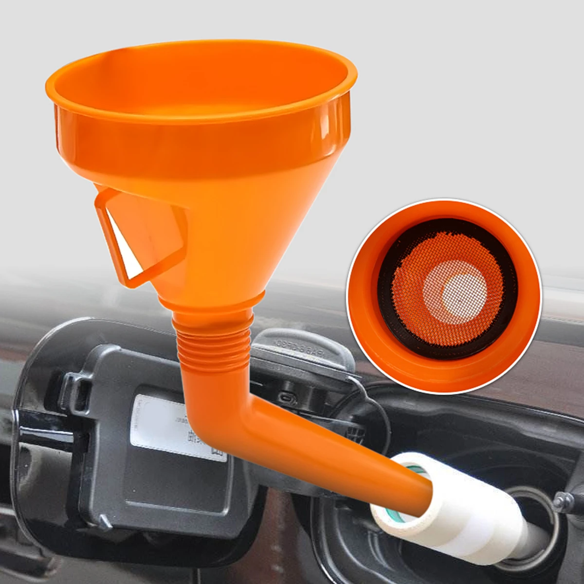 

Car Oil Funnel Motorcycle Polyethylene 145mm Diameter Funnel With Built In Strainer Square Funnel With Cranked Spout Oil Filters