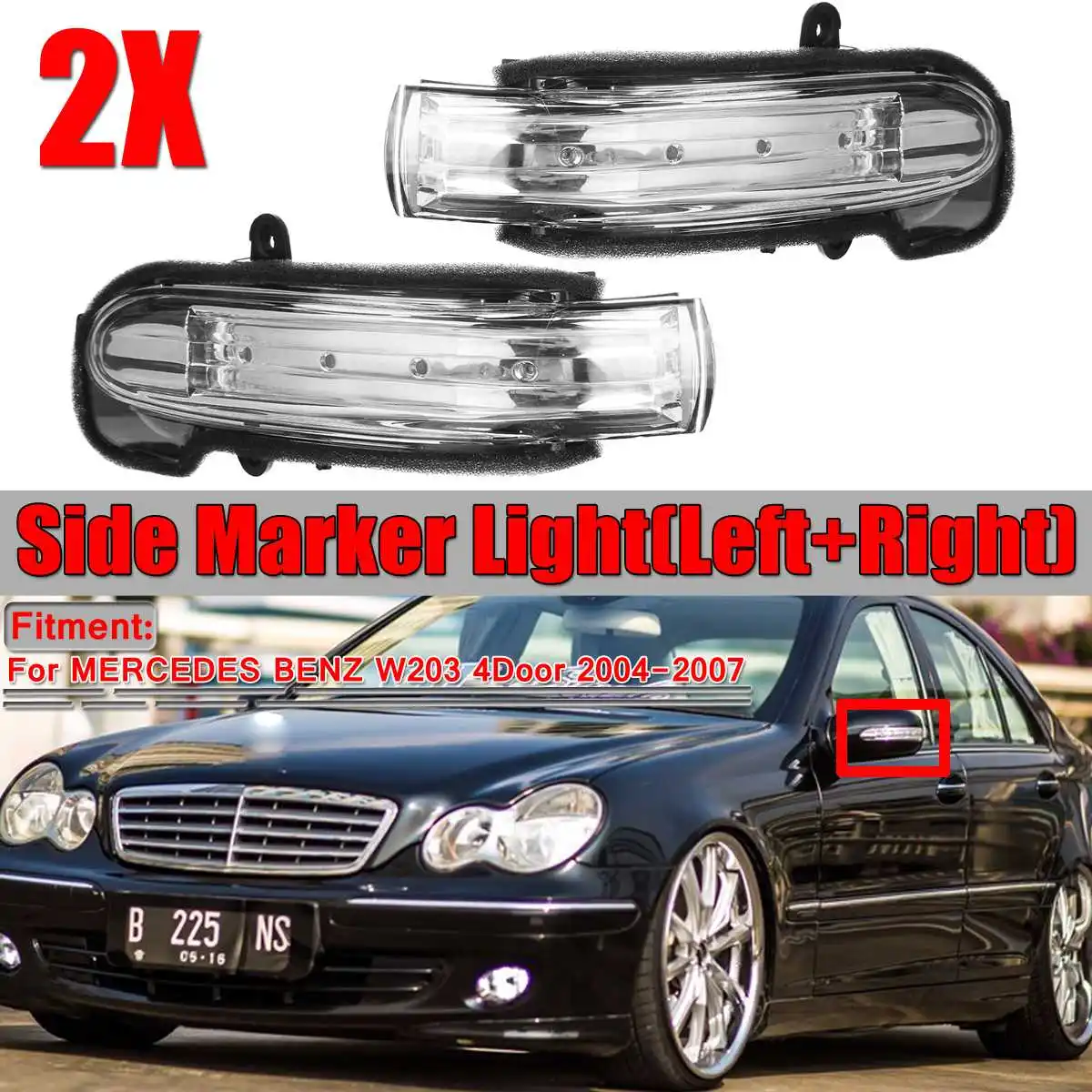 

Car Side Marker Light Door Wing Rearview Mirror Turn Signal Indicator Side Light Lamp For Mercedes For Benz W203 4Door 2004-2007