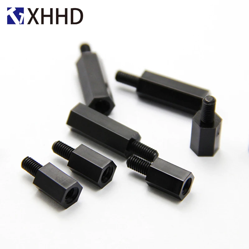 6mm Negro hilo distanciador tornillo de pl/ástico para la placa base fija Pilar de nylon Standoff espaciador M3 10Pcs M2-M4 * L 12mm