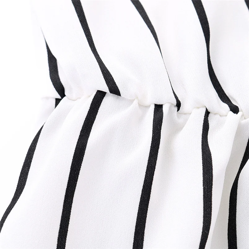 Fashion Women Autumn Jumpsuit Holiday Sexy V-Neck Three Quarter Sleeve Striped Loose Wide Leg Jumpsuit Playsuit Combinai F#S04 (12)