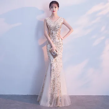 2020 New Sequins Formal Prom Gowns Sexy Mermaid Long Evening Dresses Robe De Soiree Elegant Bride Party Dresses Vestido Longo 2020 New Sequins Formal Prom Gowns Sexy Mermaid Long Evening Dresses Robe De Soiree Elegant Bride Party Dresses Vestido Longo