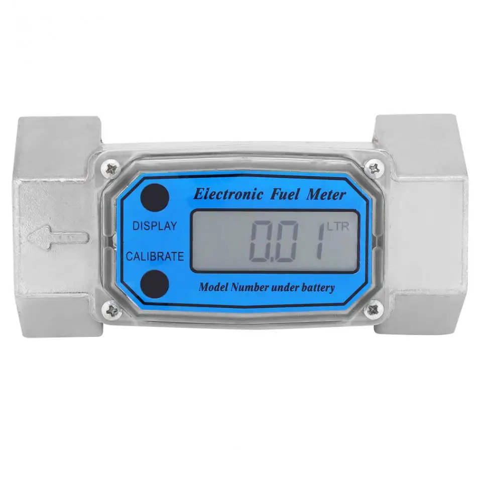 

Mini Digital Turbine Flowmeter Diesel Fuel Flow Meter 15-120L 1.5inch NPT Blue