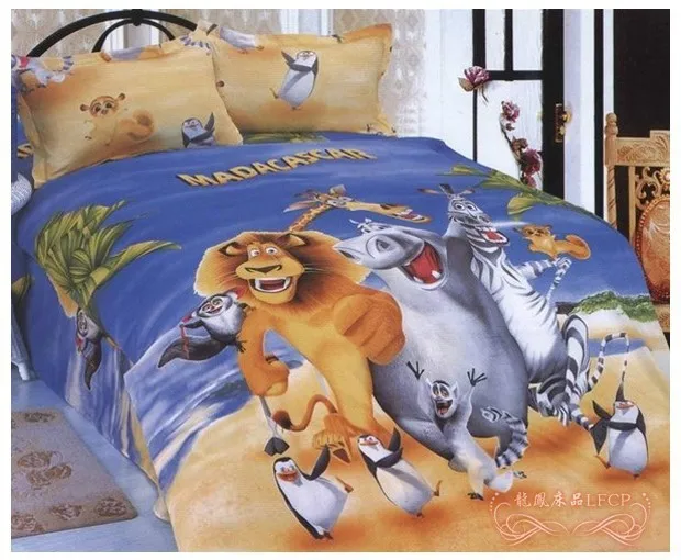 Madagascar Kids Toddler Children Bedding Set Twin Full Queen Size