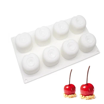 

DIY 3D Silicone Cake Baking Mould 8 Cavity Cherry Shape For Mousse Pastry Stencil Household Dessert Pan Cake Decorating Tools