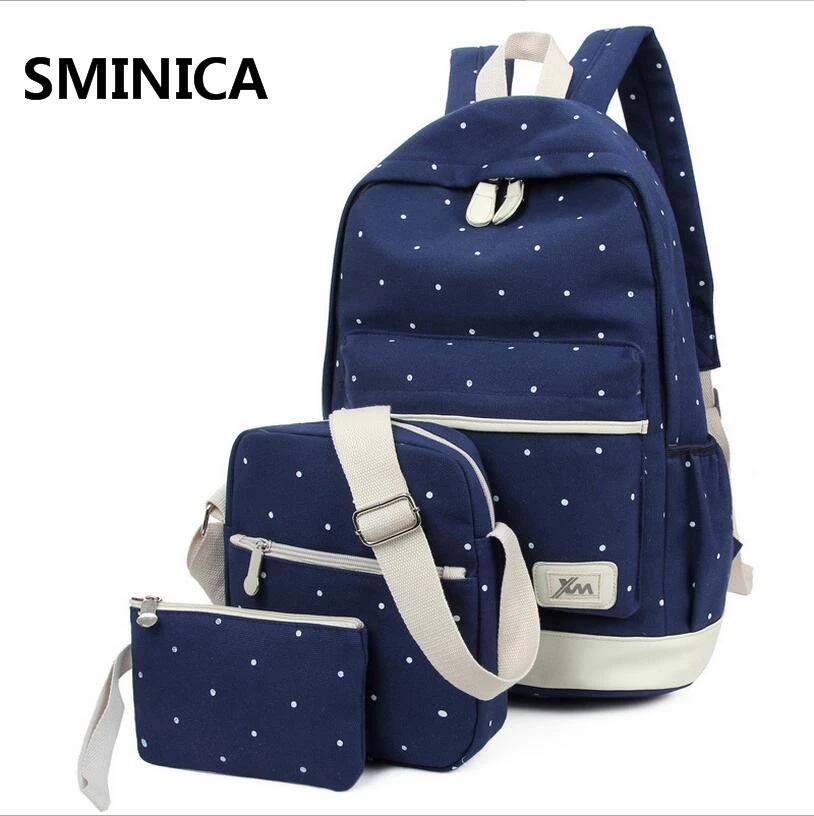 

Hot Fresh Fashion Dot Printing Brand Backpacks Students School Bags Women Backpacks High Quality Double Shoulder Canvas Backpack