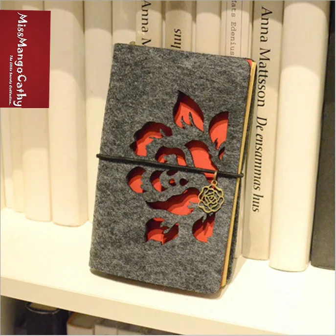 

Silent Rose" Journal Diary Fabric Cover Blank Kraft Papers Planner Travel School Study Notebook Agenda