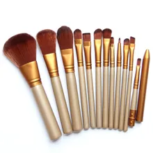 12 Pcs/lot Face &Eye Powder Blusher Professional Cosmetics Make Up Brushes Set Foundation Golden