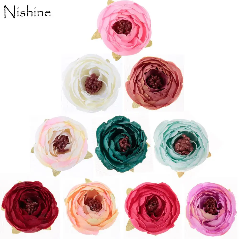 

NISHINE 30 шт./лот 1,8 дюймов, тканевый цветок розы для корсажа, брошь, головной убор, «сделай сам», аксессуары для волос, свадебное украшение для вечевечерние НКИ, цветок