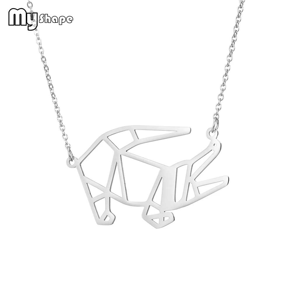 

My Shape Geometric Hollow Cartoon Animals Stainless Steel Jewelry Pendant Necklace
