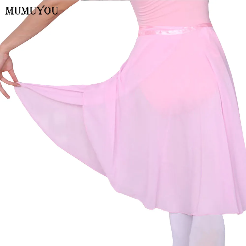 Buy Women Chiffon Skirt Professional Ballet Dance Adult Knee Length Solid Multi