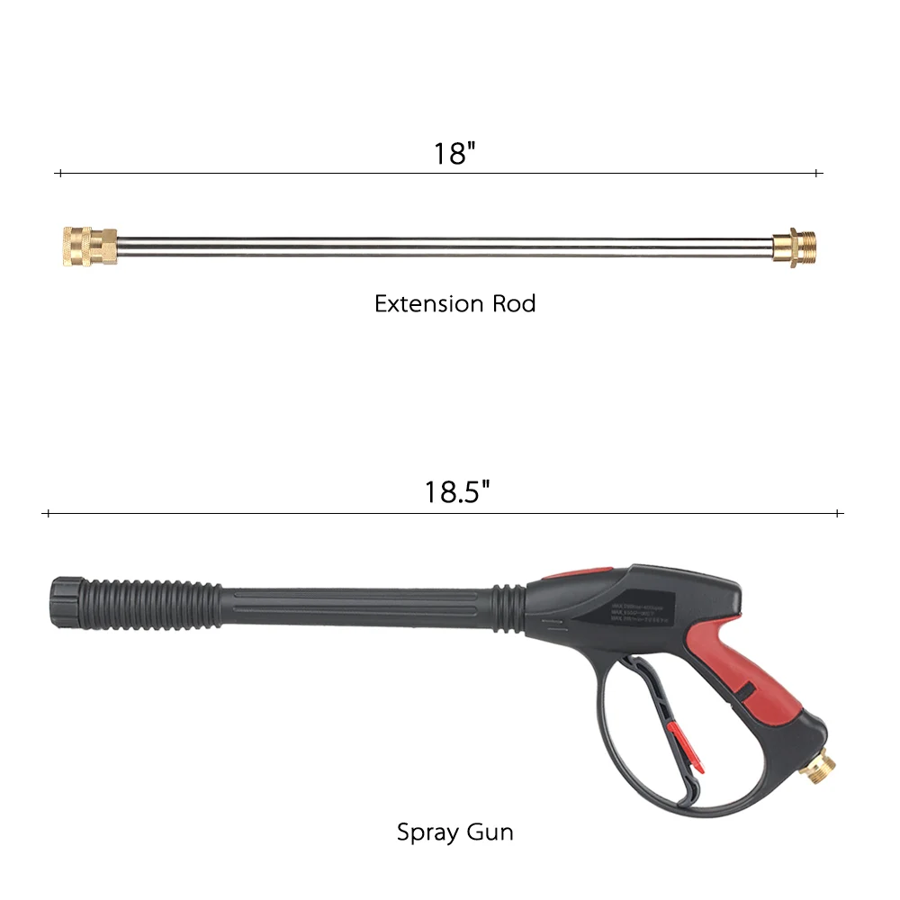 Пистолет для мойки под давлением 4000 PSI пистолет-распылитель с 18 "удлинительной палочкой + 4 быстроразъемных насадки и 1 мыльница для